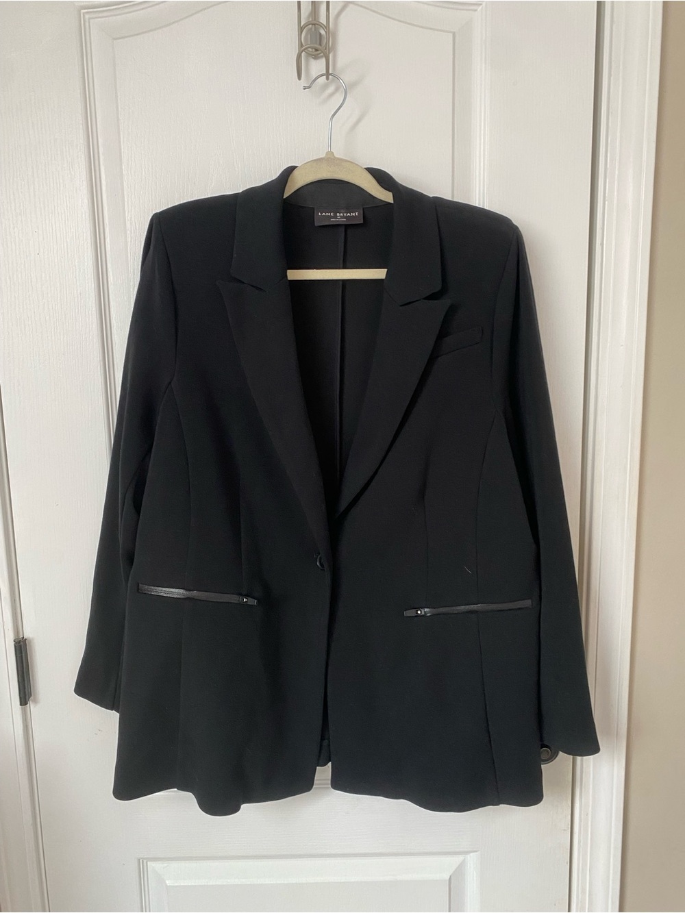 Lane Bryant Black Notch-Lapel Blazer with Zip-Pocket Detail